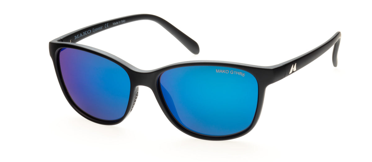 Mako Islands II 9610 M01 G1HR6 matte black sunglasses with blue mirror lenses