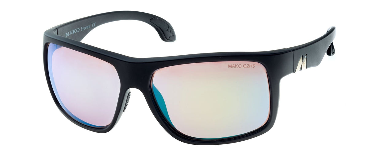 Mako Mavericks 9613 M01 G2H5 matte black sunglasses with rose green mirror lenses