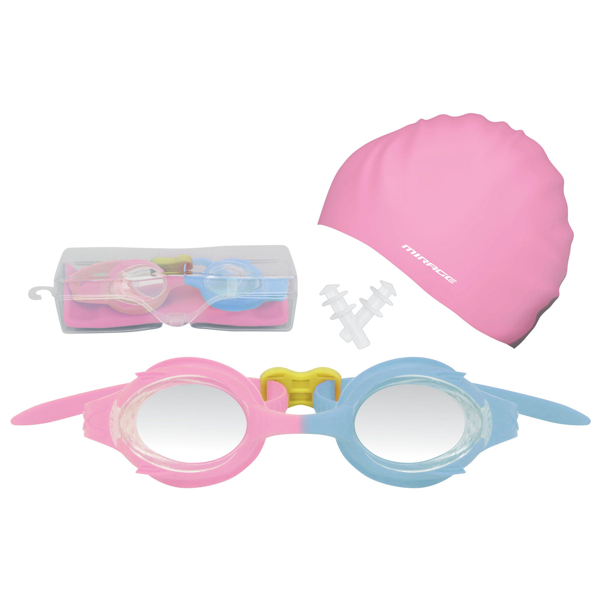 Mirage Kids Swim Pack Pink, SA220-BPK, with goggles, cap, earplugs and case