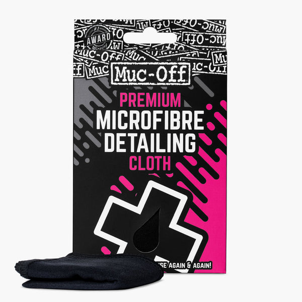 Muc-Off Premium Microfibre Detailing Cloth and packaging