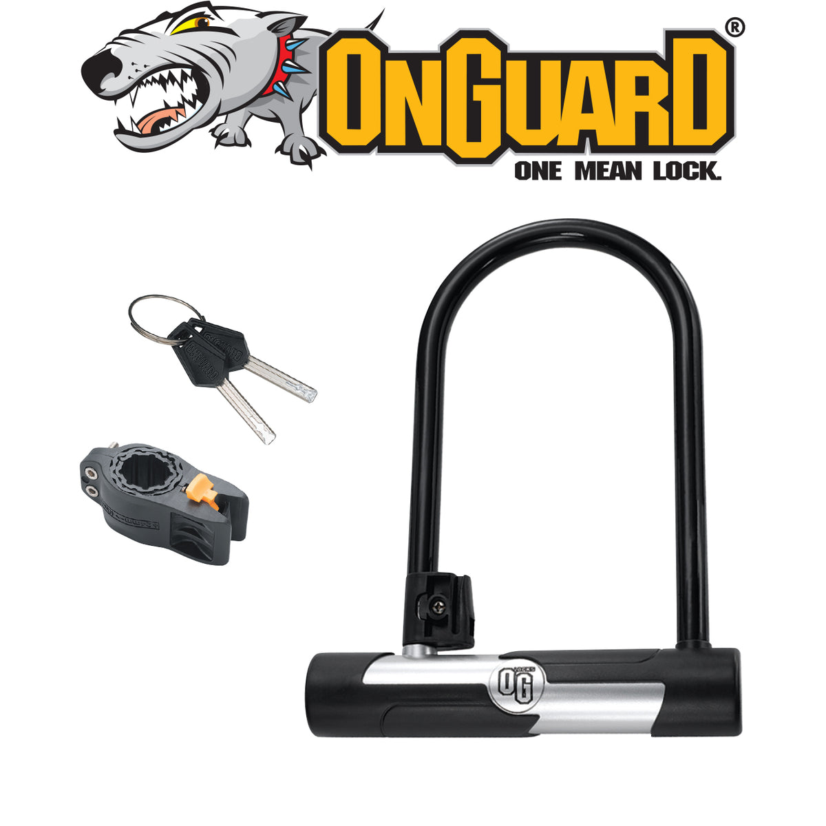 OnGuard OG 5816 key U-lock with two keys and mounting bracket