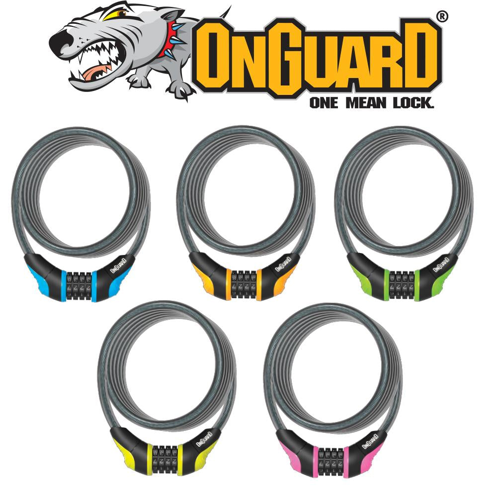 OnGuard Neon 8173 combination cable lock colour range, one lock supplied
