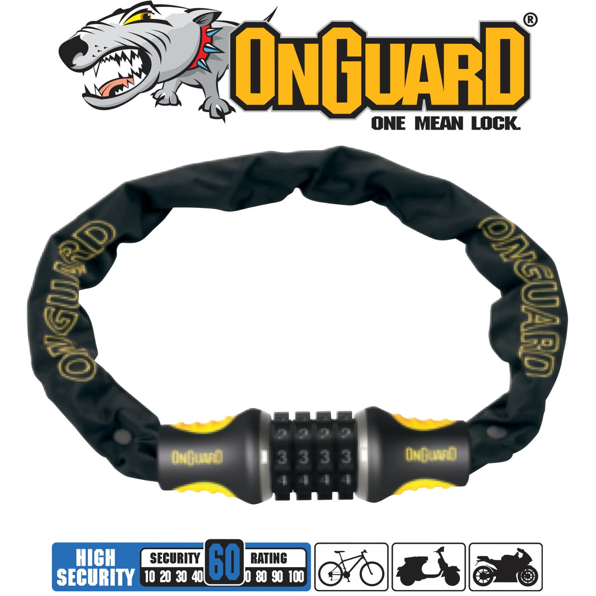 OnGuard Mastiff 8022C combination chain lock 80 cm by 8 mm