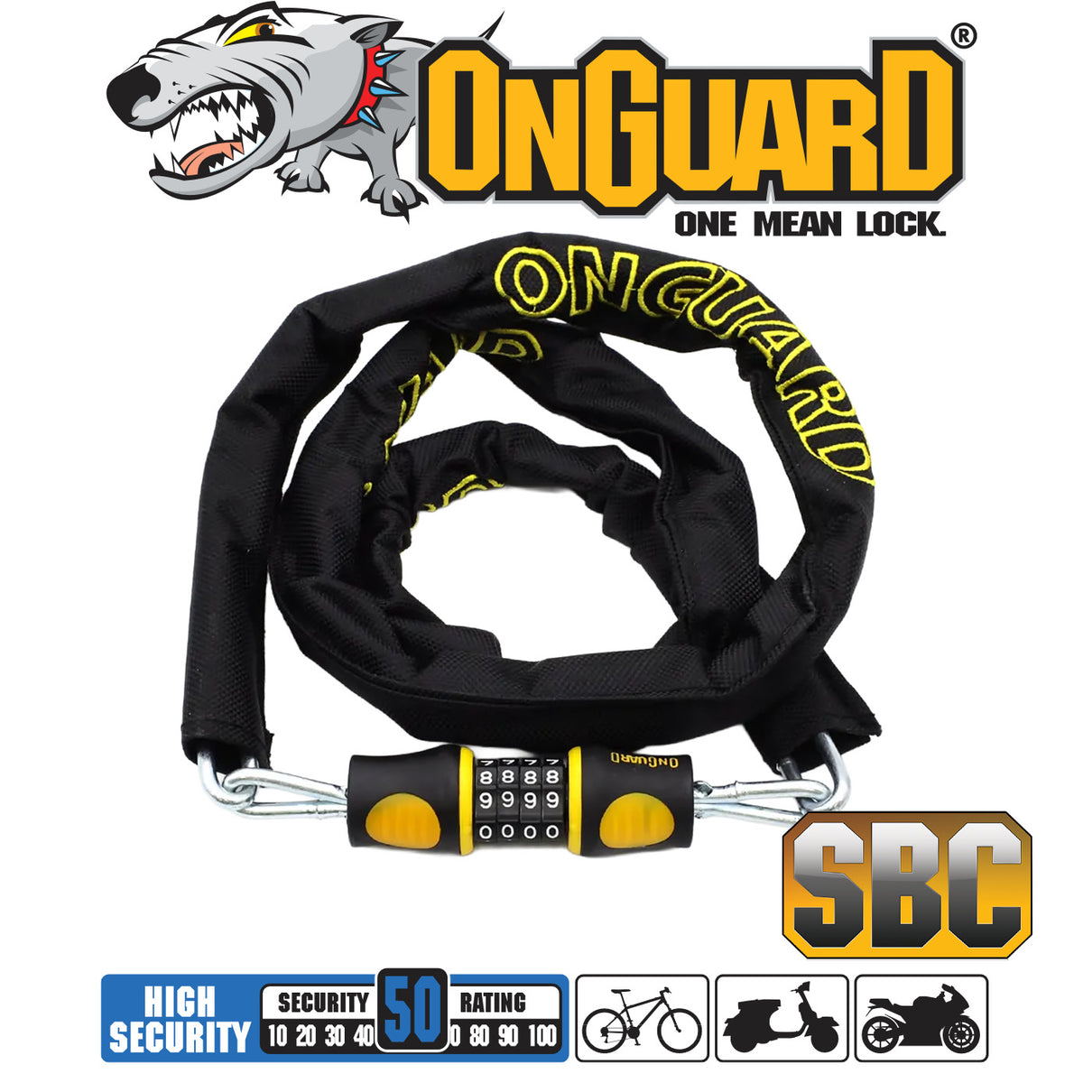 OnGuard Mastiff 8125 combination chain lock 120 cm by 4 mm