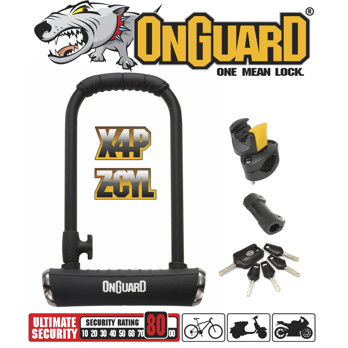 OnGuard Pitbull 8003X keyed U-lock 115 by 230 mm