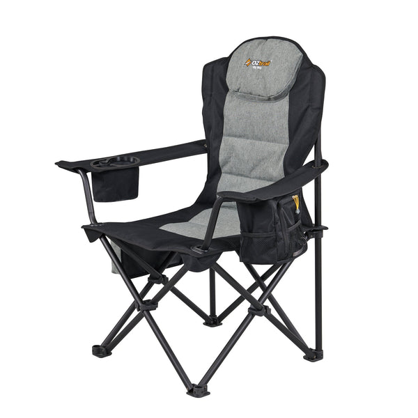 OZtrail Big Boy Arm Chair in black and grey, FCE-BIGBL-F