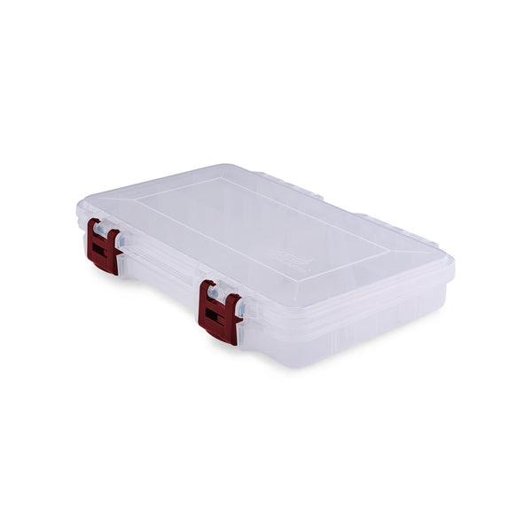 Plano 23600 ProLatch StowAway clear utility box with red latches