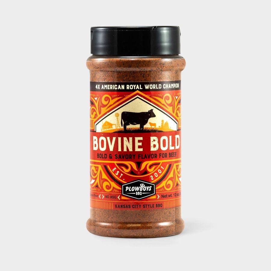 Plowboys Bovine Bold BBQ Rub, 12 oz (340 g), official supplier pack image.