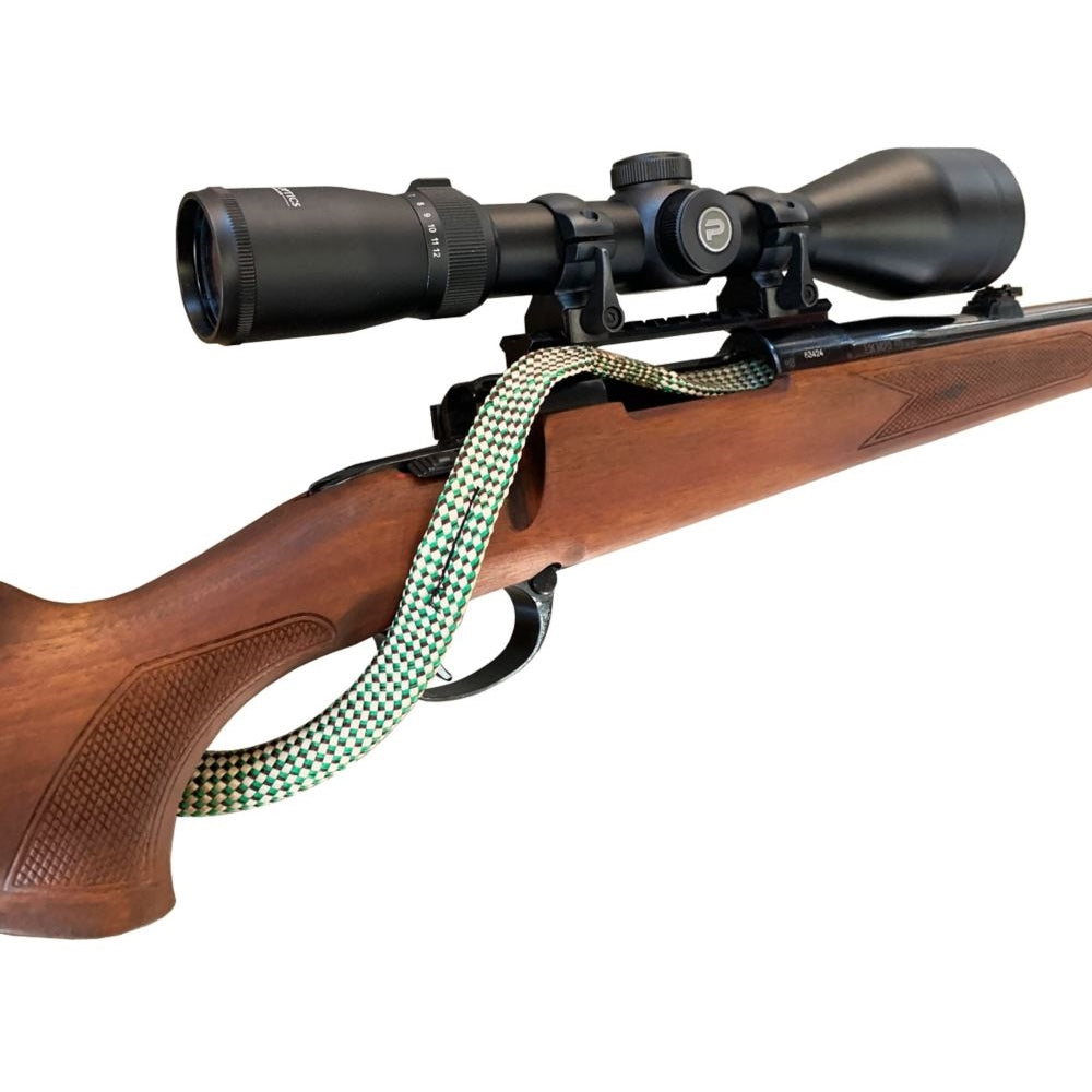 Pro-Tactical Tiger Snake bore rope in use; bore rope only, firearm and optics not included