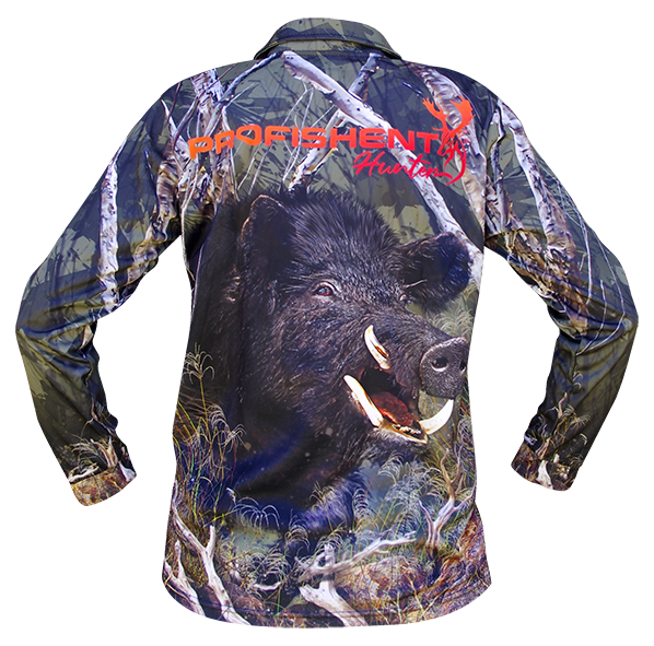 Profishent Wild Boar long sleeve shirt in green camouflage, rear view