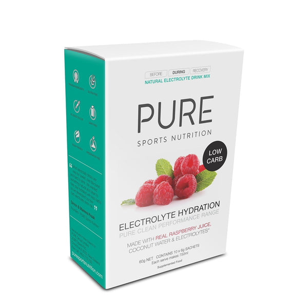 PURE Electrolyte Hydration Low Carb Raspberry box of ten 6g sachets