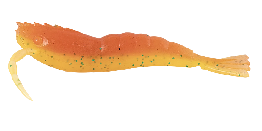 Berkley Powerbait Power Shrimp, 4in / Pumpkin Chartreuse (manufacturer family colour illustration)