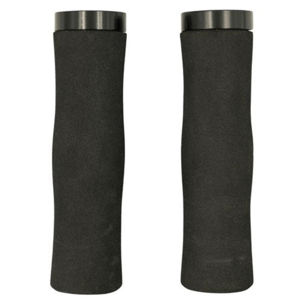 QBP 130 mm black foam lock-on mountain-bike grips, pair