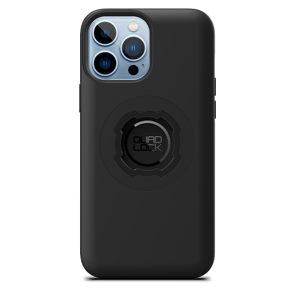 Quad Lock MAG Case for iPhone 13 Pro Max, black case fitted to an illustrative phone