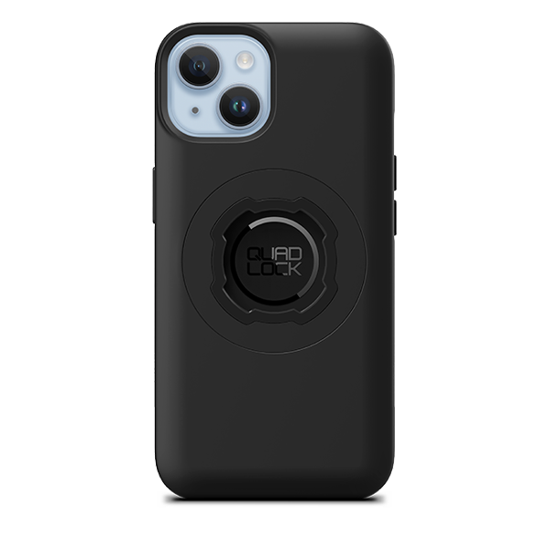 Quad Lock MAG Case for iPhone 14, black case fitted to an illustrative phone