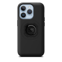 Quad Lock MAG Case for iPhone 14 Pro, black case fitted to an illustrative phone