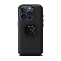 Quad Lock MAG Case for iPhone 15 Pro, black case fitted to an illustrative phone