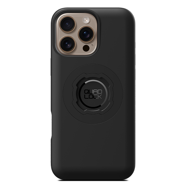 Quad Lock MAG Case for iPhone 16 Pro Max, black case fitted to an illustrative phone