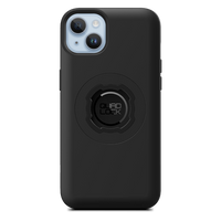 Quad Lock black MAG case for iPhone 14 Plus, rear view fitted to an illustrative phone