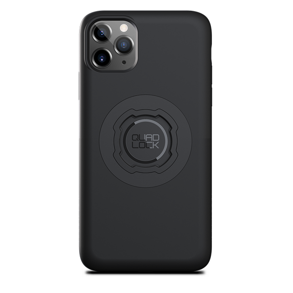 Quad Lock black MAG case for iPhone 11 Pro Max, rear view fitted to an illustrative phone