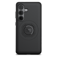 Quad Lock black MAG case for Samsung Galaxy S26, rear view fitted to an illustrative phone