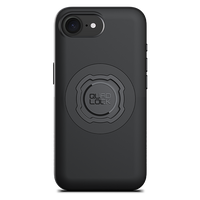 Quad Lock black MAG case for iPhone 16e / 17e, rear view fitted to an illustrative phone