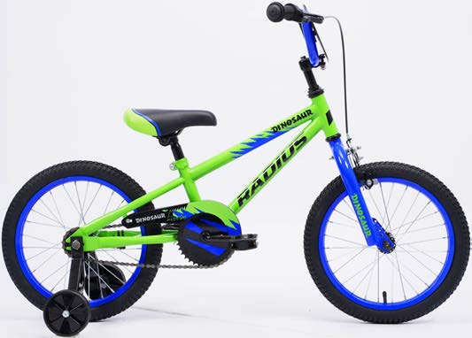 Radius Dinosaur 16-inch kids bike in Green/Blue