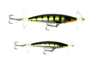 Raptor Mini Fizz Bait Chart Chrome – manufacturer image showing 85mm and 115mm sizes; this listing is one 85mm lure