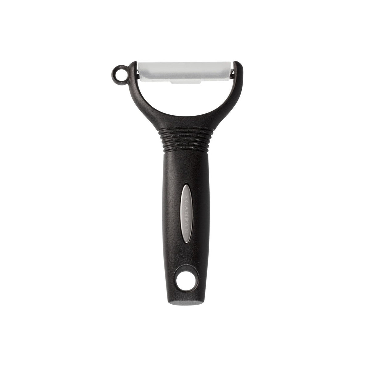 Scanpan Classic Y-Peeler 18370 in black with its removable blade protector