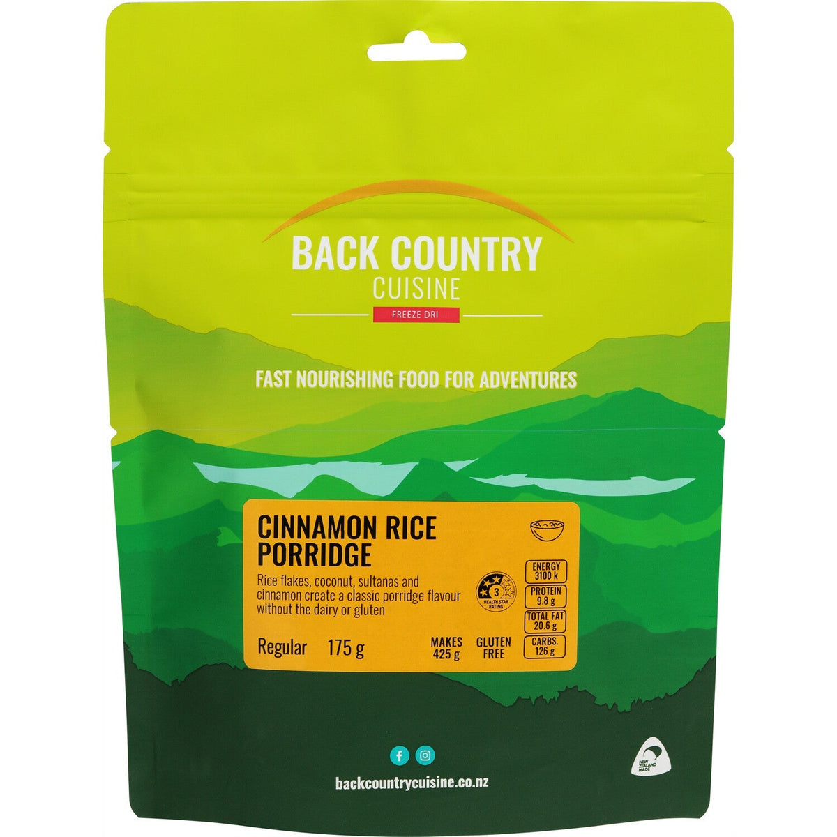 Back Country Cuisine Cinnamon Rice Porridge, Regular 175g