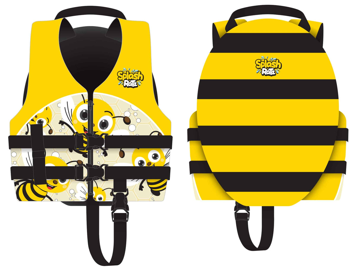 Splash Ratz Small Child 12–25kg bumblebee, front and back