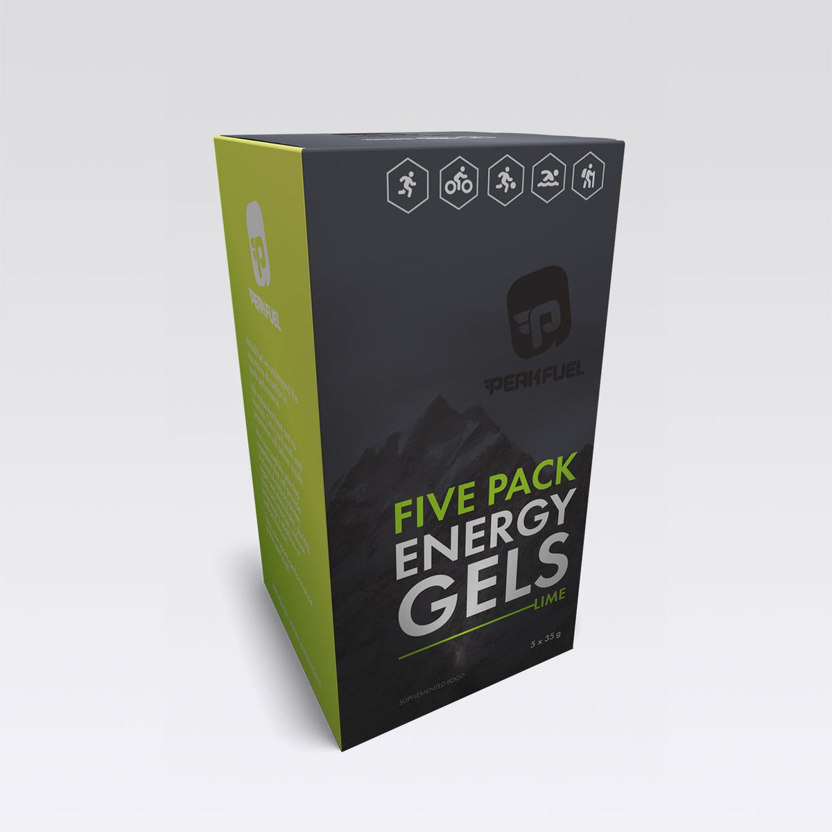 PeakFuel Lime energy gels, box of five 35g gels