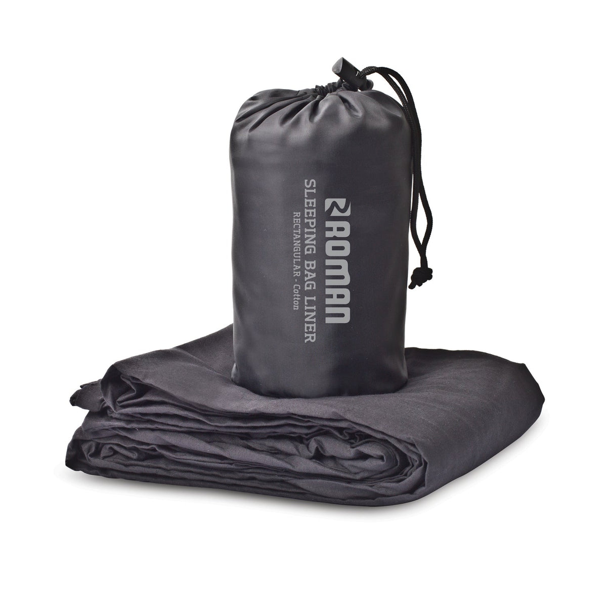Roman rectangular cotton sleeping bag liner and stuff sack