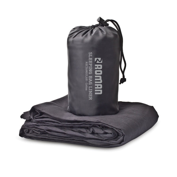 Roman rectangular cotton sleeping bag liner and stuff sack