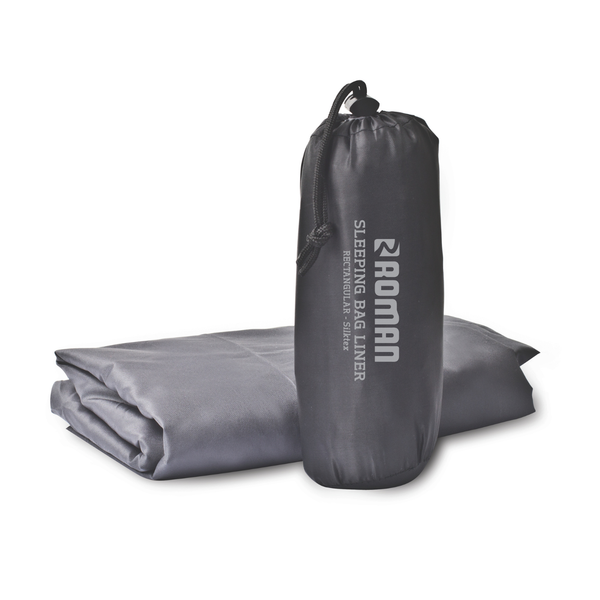 Roman rectangular Silktex sleeping bag liner and stuff sack