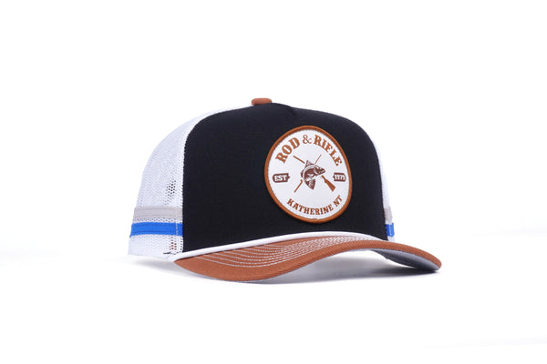 Rod and Rifle Signature Trucker Cap in Black-Brown-White - hero view