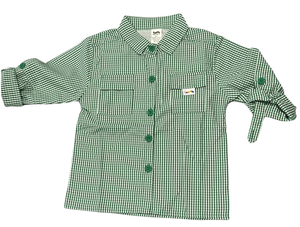 Rugrat & Co Green Gingham Kids Fishing Shirt — supplier photograph