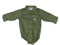 Rugrat & Co Olive Green Infant Fishing/Outdoor Romper — manufacturer photograph