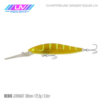 Samaki Redic Jerkbait DS100 - 100mm / Chartreuse Ginger Squid UV