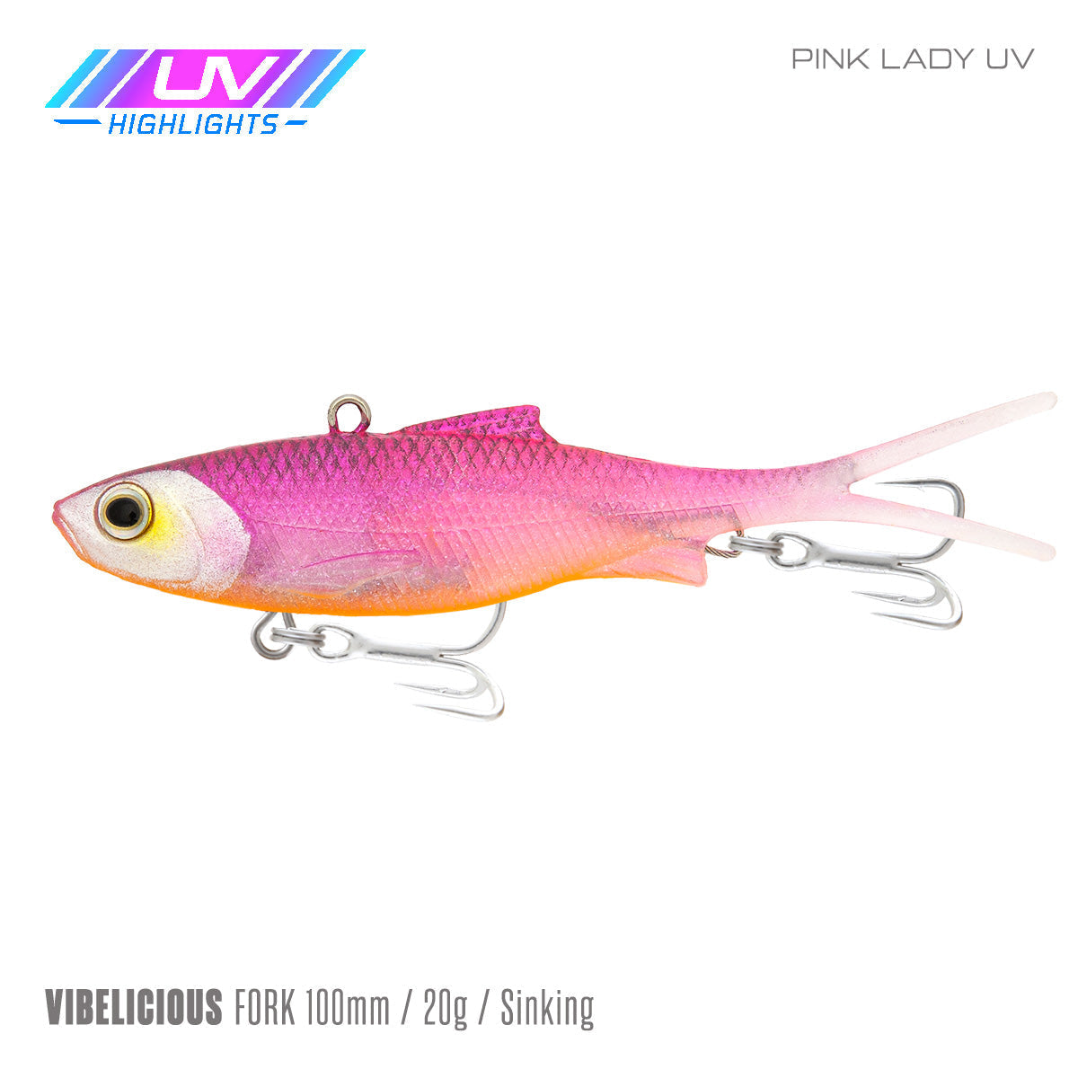 Samaki Vibelicious Fork Tail - 100mm/20g / Pink Lady UV