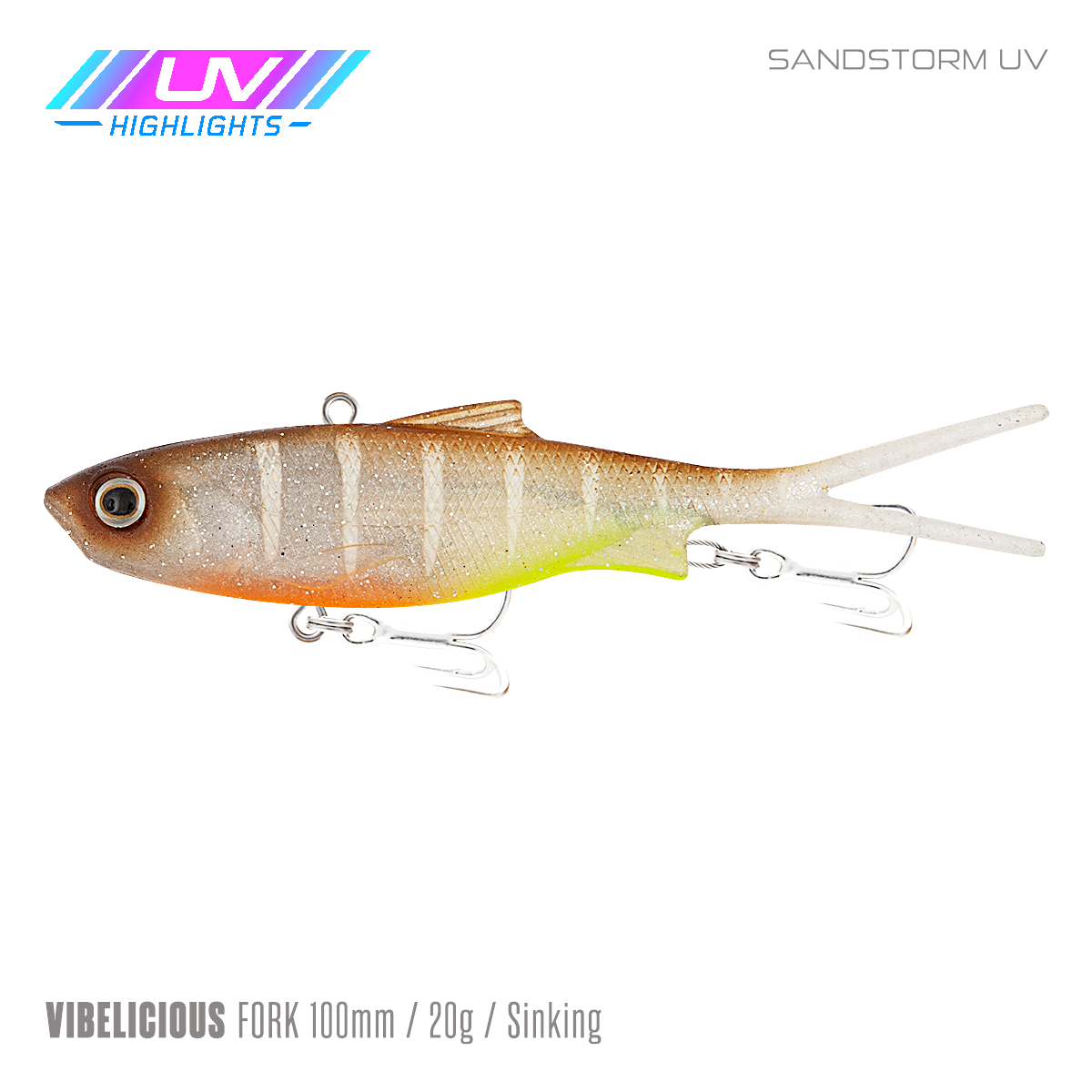 Samaki Vibelicious Fork Tail - 100mm/20g / Sandstorm UV