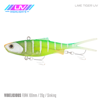 Samaki Vibelicious Fork Tail - 100mm/20g / Lime Tiger UV