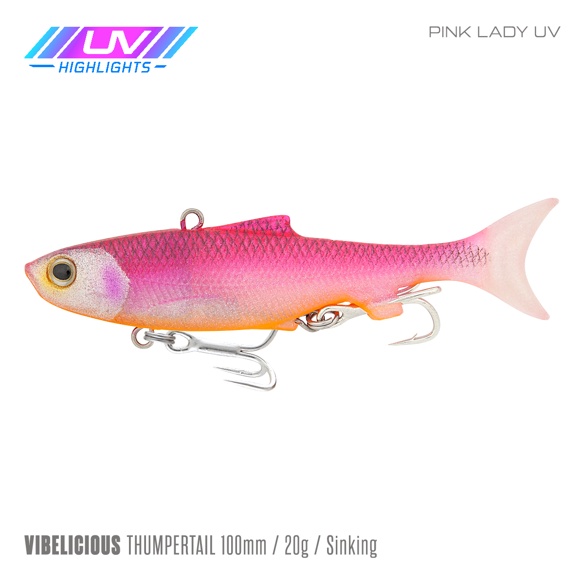 Samaki Vibelicious Thumper Tail - 100mm/20g / Pink Lady UV