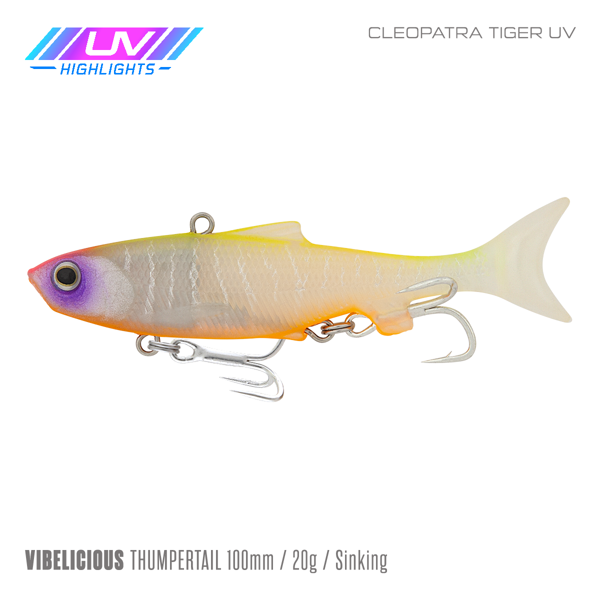 Samaki Vibelicious Thumper Tail - 100mm/20g / Cleopatra Tiger UV