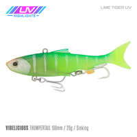 Samaki Vibelicious Thumper Tail - 100mm/20g / Lime Tiger UV