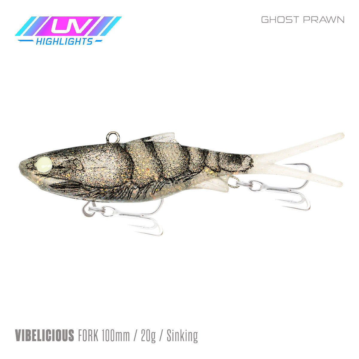 Samaki Vibelicious Fork Tail - 100mm/20g / Ghost Prawn