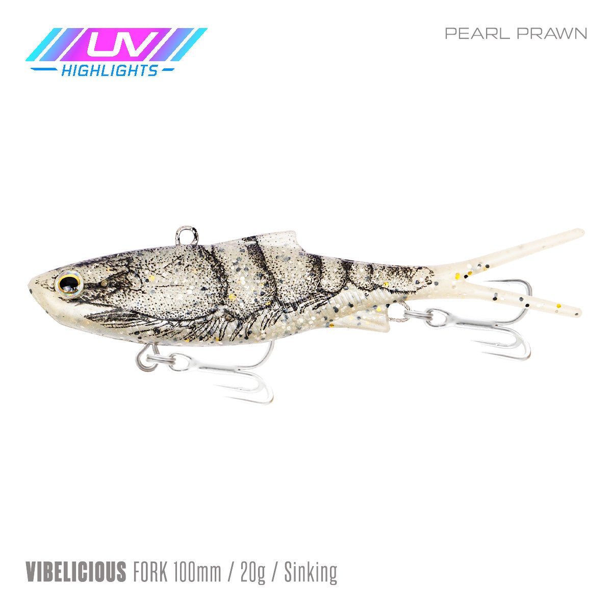 Samaki Vibelicious Fork Tail - 100mm/20g / Pearl Prawn