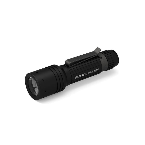 Solidline ST5 black compact torch with two-way pocket clip, model 502210