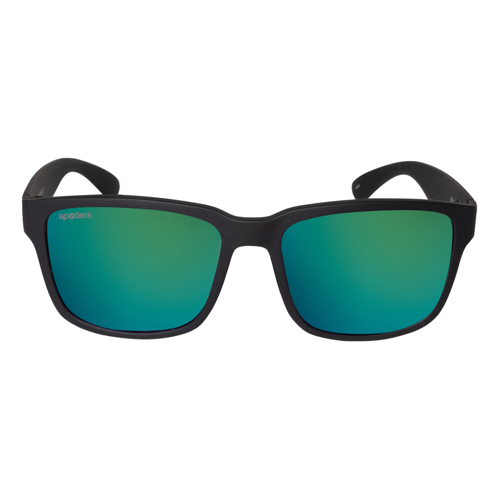 Spotters Kanga - Green Mirror / Matt Black - front view - 9336161010130