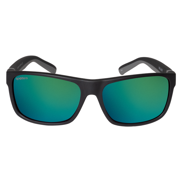 Spotters Wombat - Green Mirror / Matt Black - front view - 9336161010222